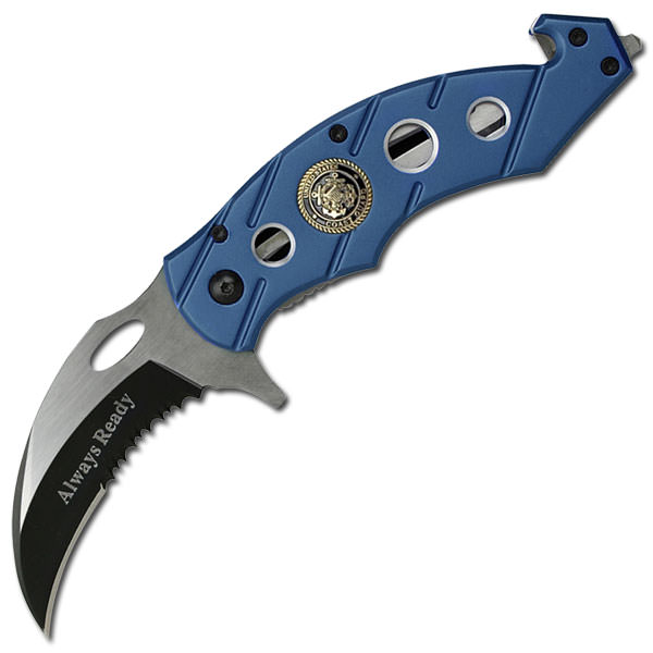 Karambit Rescue Style Coast Guard Spring Assisted Folding Pocket Knife - Tophatter's Army Products & Self Defense Collectible Weapons - Tophatter Daily Deals